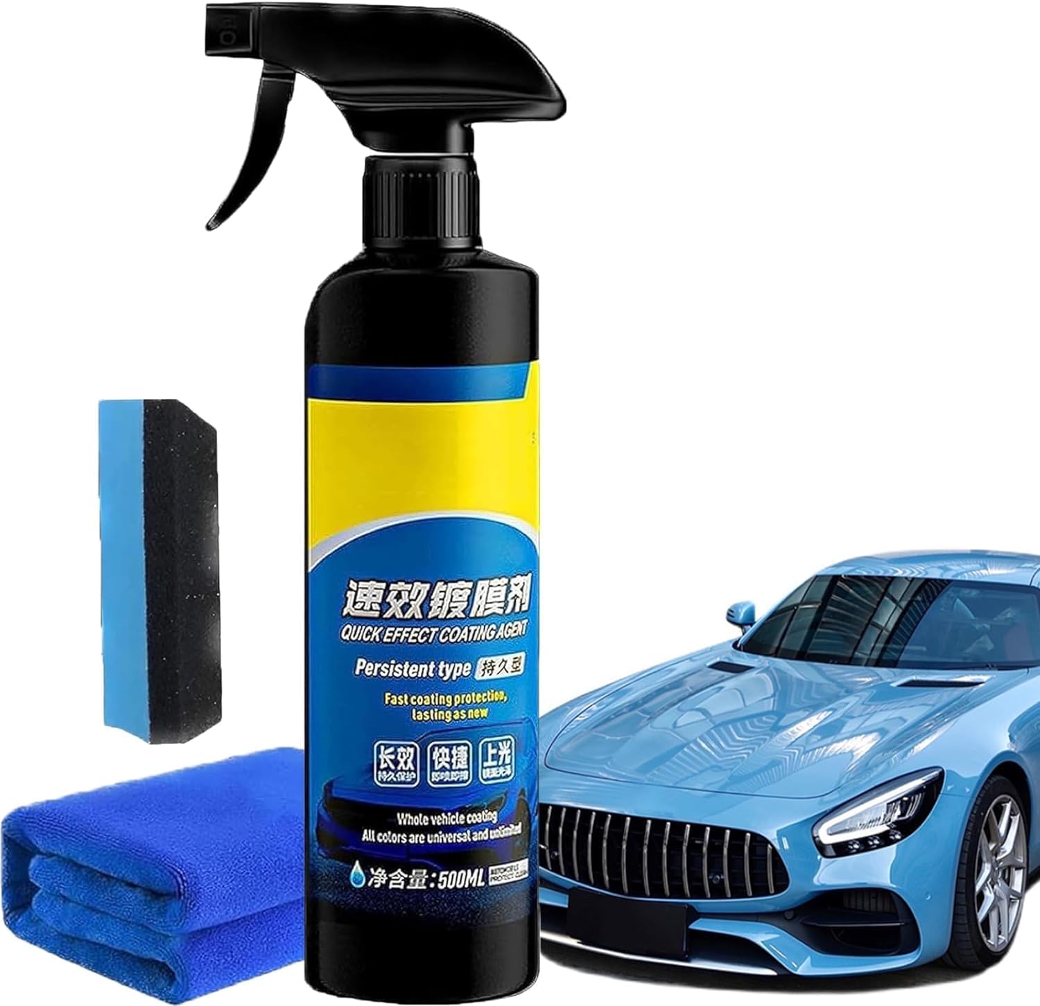 Aplicación de un spray de recubrimiento para coche sobre una superficie de pintura limpia